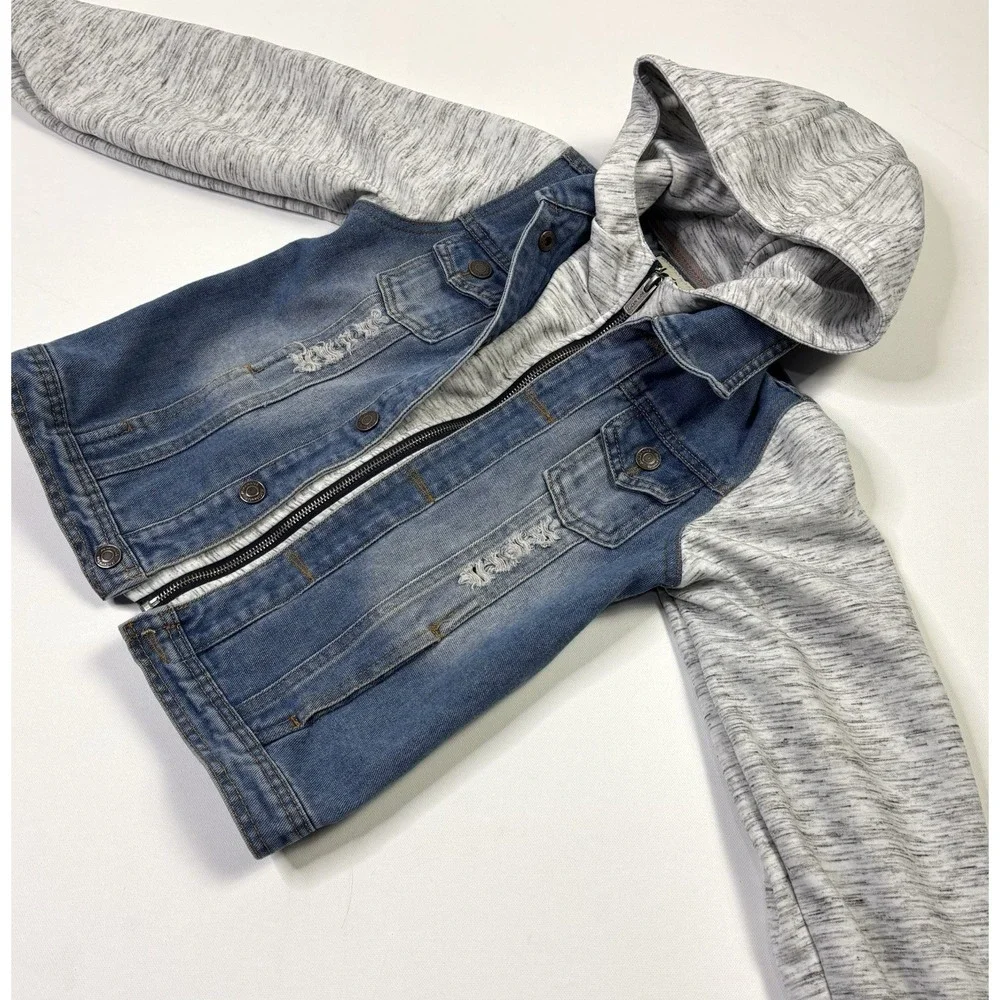 MaCam Hooded Denim Jacket Kids Boys 120 Zipper Button Casual